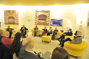 Un momento della conferenza stampa di presentazione del "Trovatore"